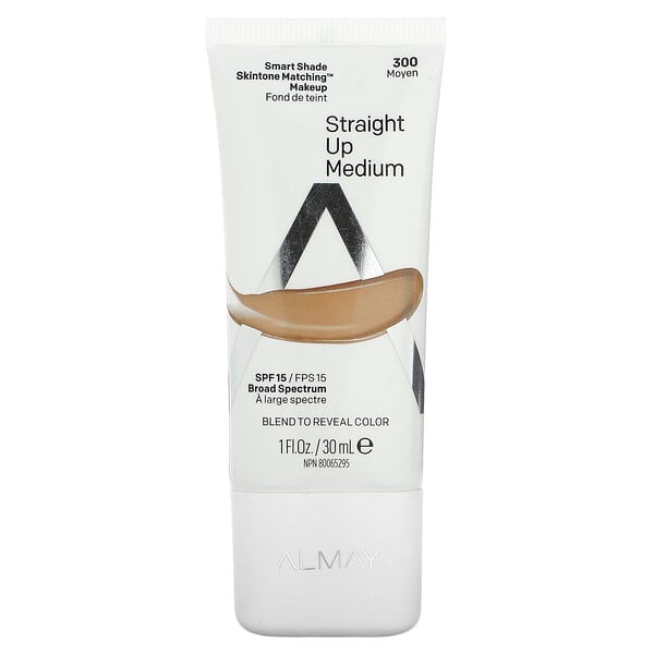 aay60303_v_8.jpg Smart Shade, тональная основа для макияжа, SPF 15, 300 Straight Up Medium, 30 мл — Almay