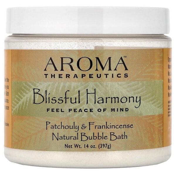 abr14001_v_27.jpg Натуральная пена для ванн, Blissful Harmony, пачули и ладан, 397 г (14 унций) — Abra Therapeutics