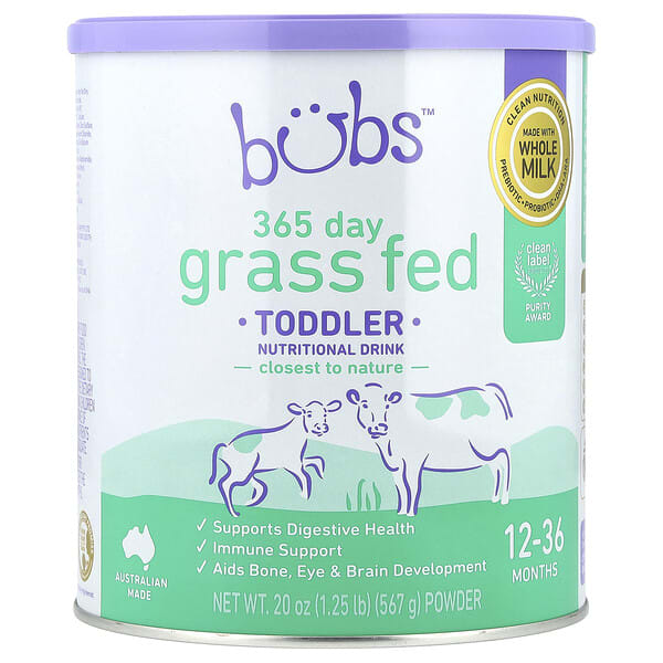 abu48871_v_16.jpg 365 Day Grass Fed, пищевой порошок для малышей, от 12 до 36 месяцев, 567 г (20 унций) — Aussie Bubs