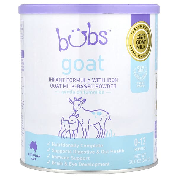 abu76456_v_19.jpg Goat, смесь для младенцев с порошком на основе железного козьего молока, 0–12 месяцев, 567 г (20 унций) — Aussie Bubs