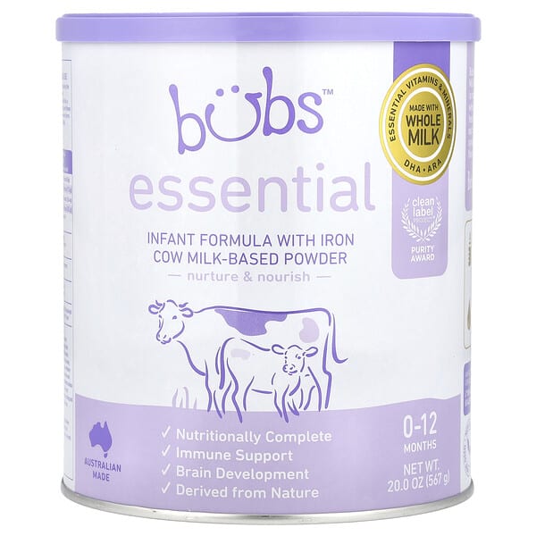abu76457_v_10.jpg Essential, смесь для младенцев с железом, порошок из коровьего молока, 0-12 месяцев, 567 г (20 унций) — Aussie Bubs