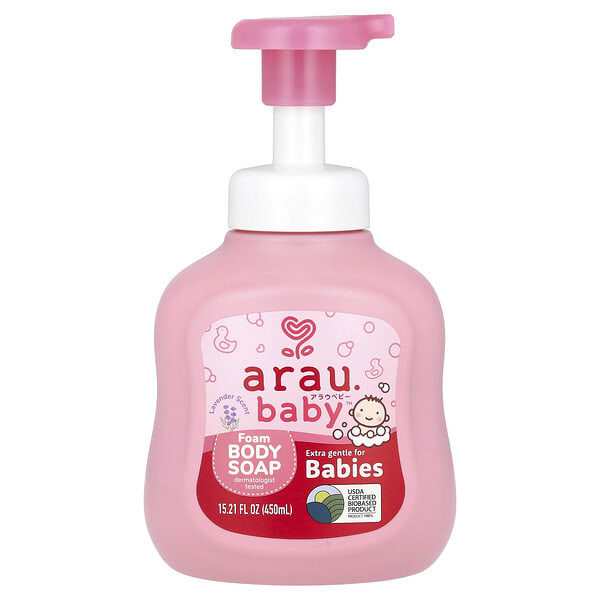 aby04004_v_8.jpg arau.baby, Пенное мыло для тела, с лавандой, 450 мл (15,21 жидк. унц.)