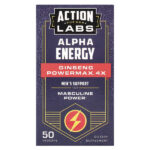 Action Labs, Для мужчин, Alpha Energy, женьшень Powermax™ 4x, 50 растительных капсул