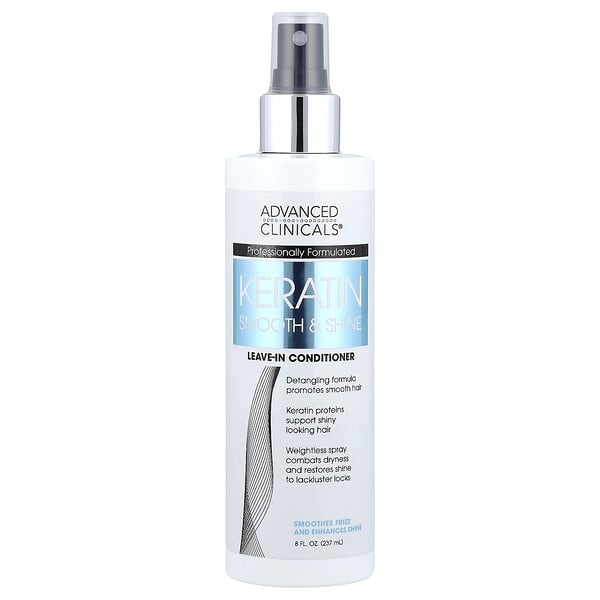 adc03330_v_28.jpg Keratin Smooth & Shine, несмываемый кондиционер для гладкости и блеска волос, 237 мл (8 жидк. унций) — Advanced Clinicals