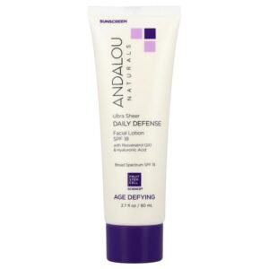 SPF 18, Лосьон для лица, сверхпрозрачная дневная защита с антивозрастным действием, 80 мл (2,7 жидк. унции) — Andalou Naturals