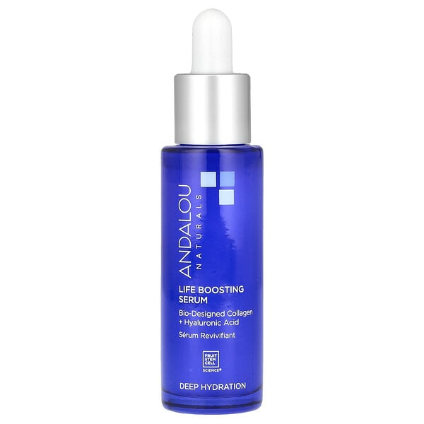 adn11915_v_29.jpg Life Boosting Serum, коллаген с биологическим дизайном и гиалуроновая кислота, 1 жидкая унция (30 мл) — Andalou Naturals