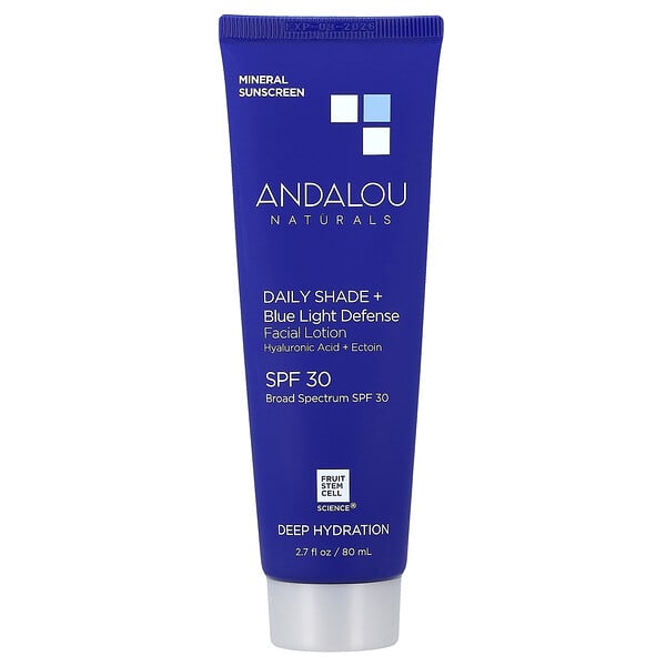 adn11963_v_35.jpg Deep Hydration, Daily Shade + лосьон для лица для защиты от синего света, SPF 30, 80 мл (2,7 жидк. Унции) — Andalou Naturals