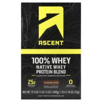 Native Whey Protein Blend, Chocolate, 15 Packets, 1.16 oz (33 g) Each — Ascent
