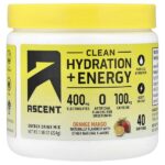 Clean Hydration + Energy, Energy Drink Mix, Orange Mango, 7.90 oz (224 g) — Ascent
