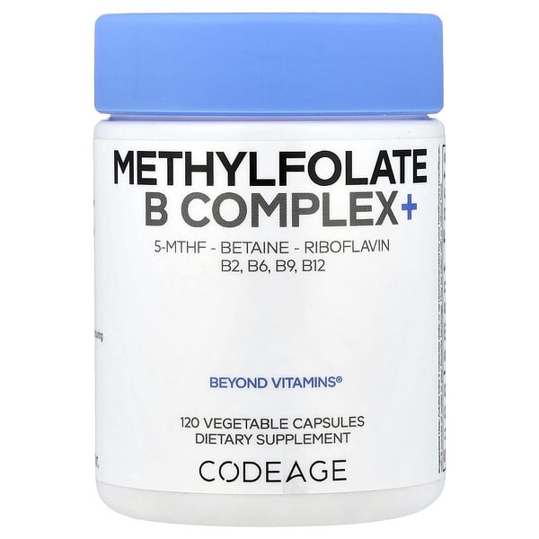 age00859_v_73.jpg Methylfolate B Complex+, комплекс витаминов группы B с метилфолатом, 120 растительных капсул — Codeage