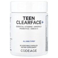 Teen Clearface+, добавка для здоровья кожи лица подростков, 60 растительных капсул — Codeage