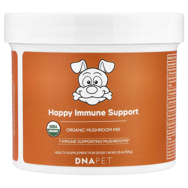 age00878_v_41.jpg ДНК Pet, Happy Immunity, органическая смесь грибов, для собак, 101 г (3,5 унции) — Codeage