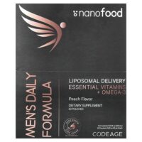 Nanofood, ежедневная формула для мужчин, липосомальная технология доставки, незаменимые витамины и омега-3, персик, 30 пакетиков по 15 мл (0,5 жидк. унции) каждый — Codeage