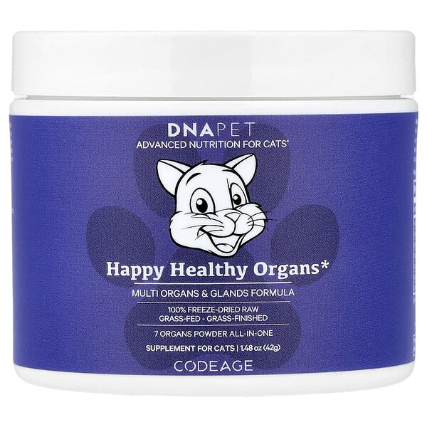age33372_v_24.jpg DNA Pet, для здоровья органов, формула для нескольких органов и желез, для кошек, 42 г (1,48 унции) — Codeage