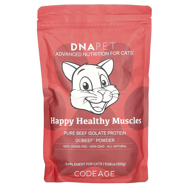 age60938_v_2.jpg ДНК Pet, Happy Healthy Muscles для кошек, без ароматизаторов, 300 г (10,58 унции) — Codeage