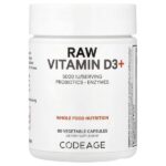 Необработанный витамин D3 +, 60 растительных капсул — Codeage