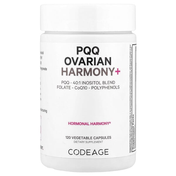 age60973_v_25.jpg PQQ Ovarian Harmony +, 120 растительных капсул — Codeage