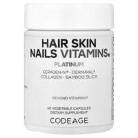 витамины для волос, кожи и ногтей, Platinum, 60 растительных капсул — Codeage