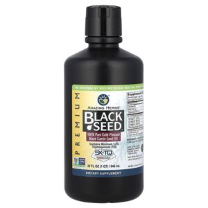 Premium Black Seed™, на 100% чистое масло из семян черного тмина холодного отжима, 946 мл (32 жидк. унции) — Amazing Herbs