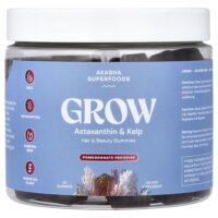 Grow, жевательные таблетки для волос и красоты, со вкусом граната, 60 жевательных таблеток — Akasha Superfoods