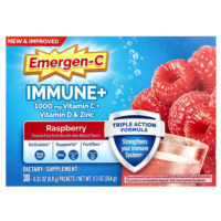 Immune+, витамин C, витамин D и цинк, малина, 30 пакетиков по 8,8 г (0,31 унции) — Emergen-C