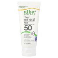 прозрачный минеральный солнцезащитный лосьон для лица, SPF 50, без отдушек, 59 мл (2 жидк. унции) — Alba Botanica