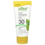 прозрачный минеральный солнцезащитный лосьон для лица, SPF 30, без отдушек, 59 мл (2 жидк. унции) — Alba Botanica
