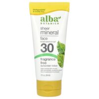 прозрачный минеральный солнцезащитный лосьон для лица, SPF 30, без отдушек, 59 мл (2 жидк. унции) — Alba Botanica