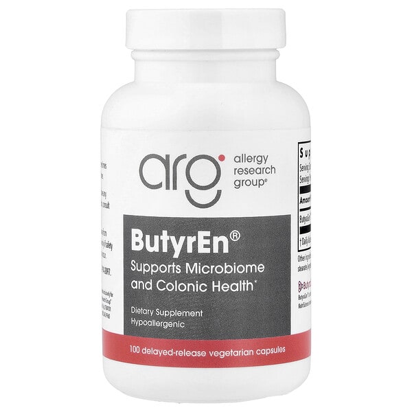 alg70220_v_75.jpg ButyrEn®, 100 вегетарианских капсул с отсроченным высвобождением (200 мг в 1 капсуле) — Allergy Research Group