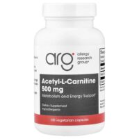 ацетил-L-карнитин, 500 мг, 100 вегетарианских капсул — Allergy Research Group