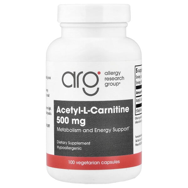 alg70660_v_10.jpg ацетил-L-карнитин, 500 мг, 100 вегетарианских капсул — Allergy Research Group