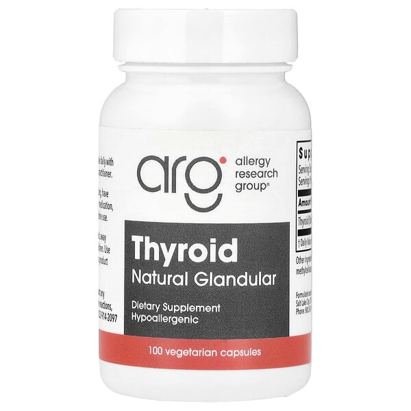 alg71810_v_70.jpg Thyroid, натуральный железистый материал, 40 мг, 100 вегетарианских капсул — Allergy Research Group