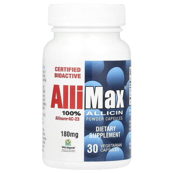 all00000_v_47.jpg Allimax, Капсулы с порошком 100%-ного аллицина, 180 мг, 30 капсул в растительной оболочке