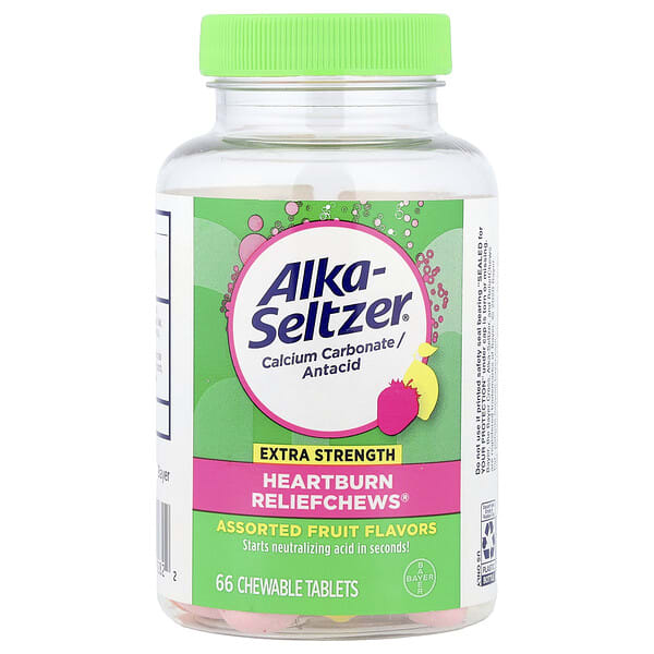 als59282_v_24.jpg Heartburn Reliefchews®, фруктовое ассорти, 66 жевательных таблеток (750 мг в 1 таблетке) — Alka-Seltzer