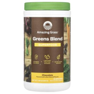 Greens Blend Superfood, шоколад, 480 г (1,06 унции) — Amazing Grass