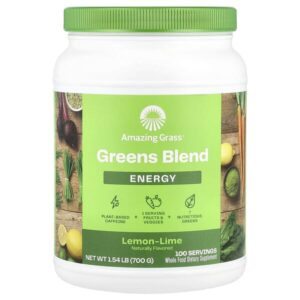 Green Superfood для повышения уровня энергии, лимон и лайм, 700 г (1,5 фунта) — Amazing Grass
