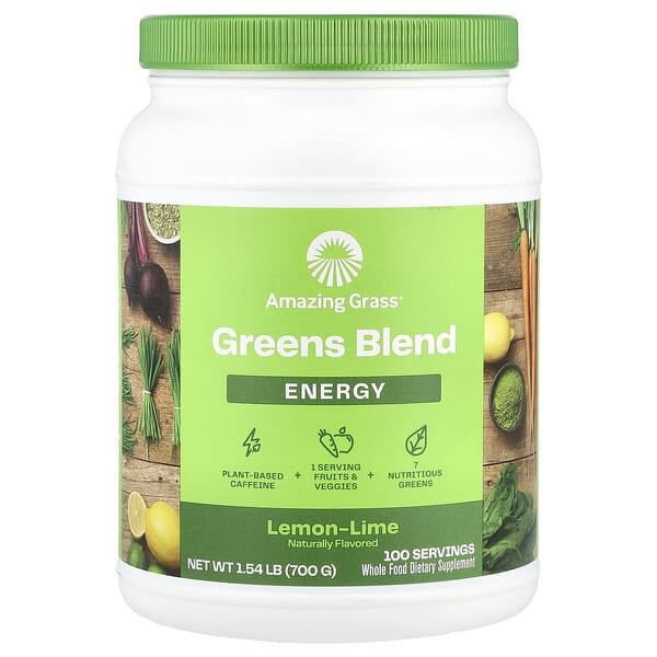 amg00056_v_30.jpg Green Superfood для повышения уровня энергии, лимон и лайм, 700 г (1,5 фунта) — Amazing Grass