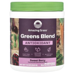 Антиоксидант Green Superfood, сладкая ягода, 210 г (7,4 унции) — Amazing Grass
