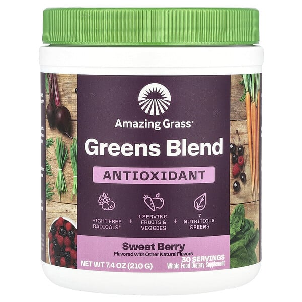 amg00079_v_63.jpg Антиоксидант Green Superfood, сладкая ягода, 210 г (7,4 унции) — Amazing Grass