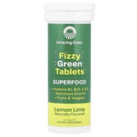 Fizzy Green Tablets, Superfood, лимон и лайм, 10 таблеток — Amazing Grass