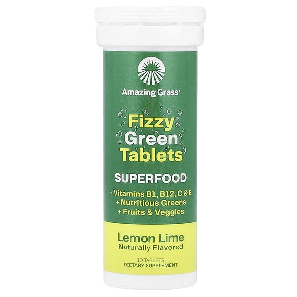 amg00546_v_32.jpg Fizzy Green Tablets, Superfood, лимон и лайм, 10 таблеток — Amazing Grass