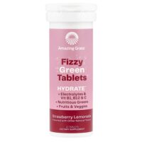 Fizzy Green Tablets, увлажнение, клубничный лимонад, 10 таблеток — Amazing Grass