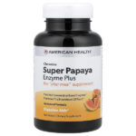 Super Papaya Enzyme Plus, жевательные таблетки с ферментами, папайя, 180 шт. — American Health