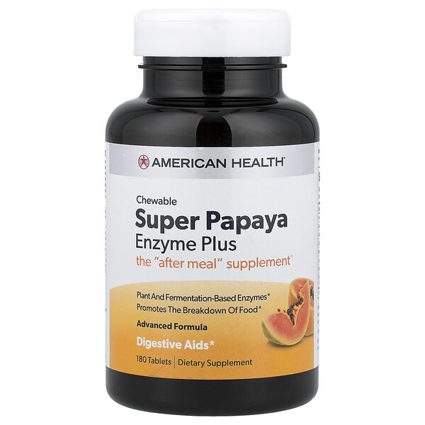 amh50204_v_61.jpg Super Papaya Enzyme Plus, жевательные таблетки с ферментами, папайя, 180 шт. — American Health