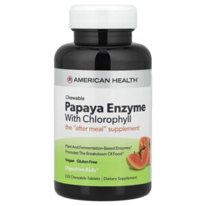 фермент папайи с хлорофиллом, 250 жевательных таблеток — American Health