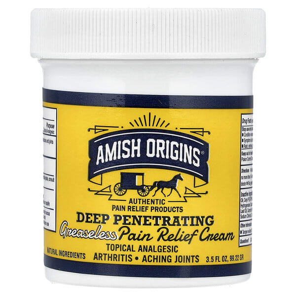 ami00030_v_38.jpg Amish Origins, глубоко проникающий нежирный обезболивающий крем, 99,22 г (3,5 жидк. унции)