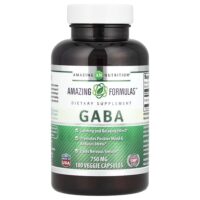 Габа, 750 мг, 100 вегетарианских капсул — Amazing Nutrition
