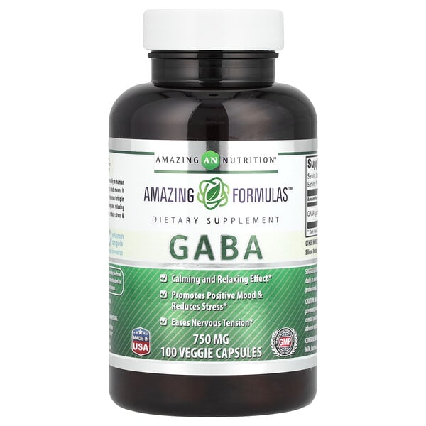 amn02043_v_56.jpg Габа, 750 мг, 100 вегетарианских капсул — Amazing Nutrition