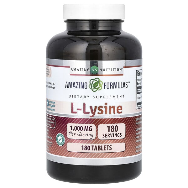 amn02094_v_48.jpg Amazing Formulas, L-лизин, 1000 мг, 180 таблеток — Amazing Nutrition