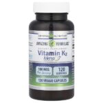 Amazing Formulas™, витамин K2, 100 мкг, 120 растительных капсул — Amazing Nutrition